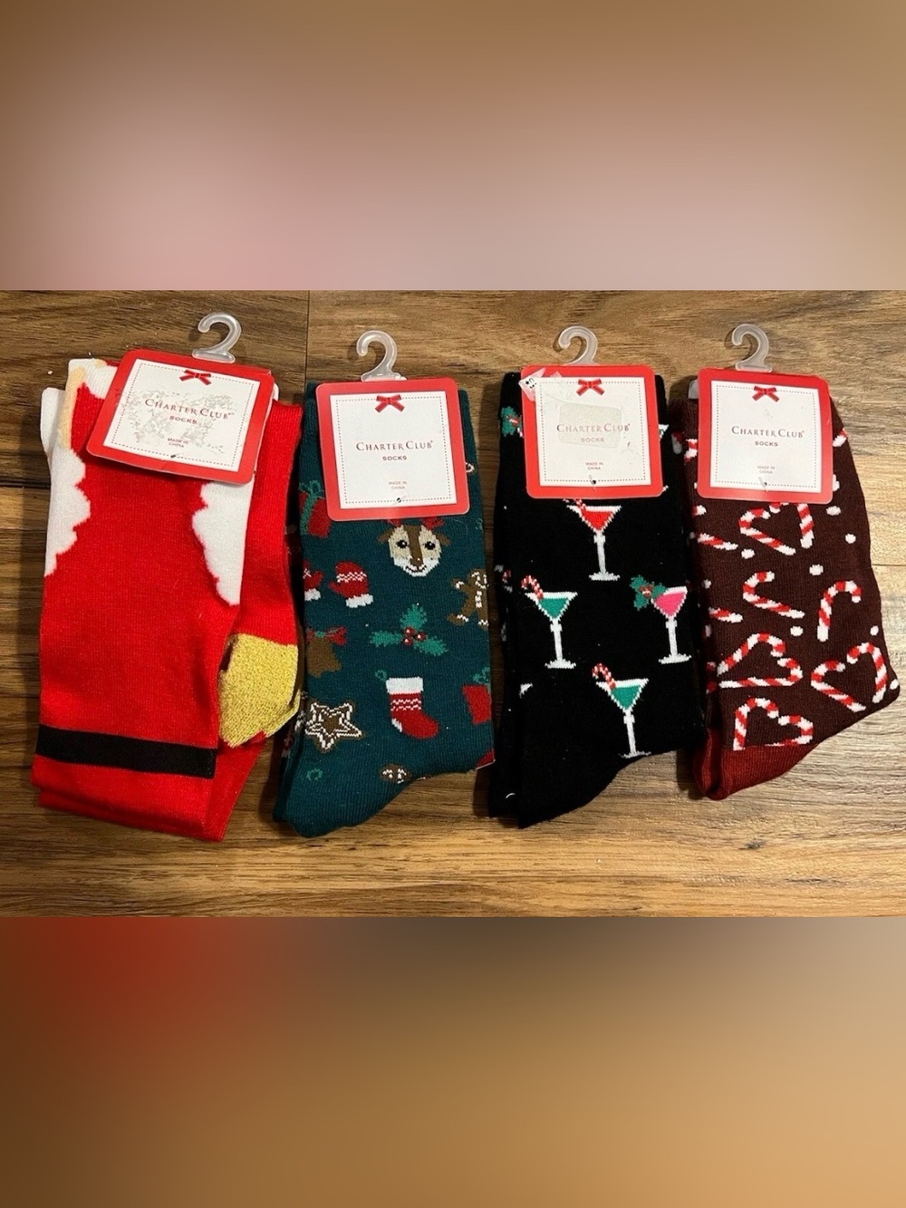 Charter Club Women’s  Socks 4 Pair, Holiday Variety Multicolored Size 9-11